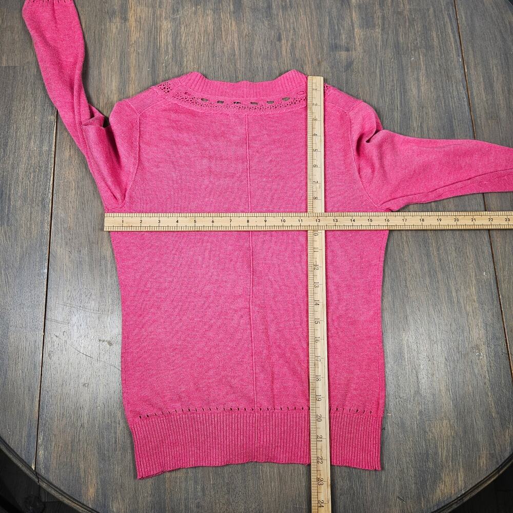 Banana Republic Womens XS Button Front Cardigan Eyelet Knit Cotton Silk Pink - Picture 6 of 6